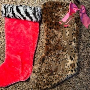 Juicy Couture soft cheetah stocking with a pink  stocking